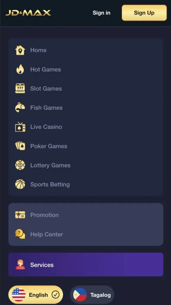 JDMAX (JDMAX88) Casino App Preview - Game Categories